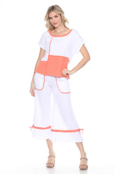 Patchwork Wide Leg Crop Pant - CARINE